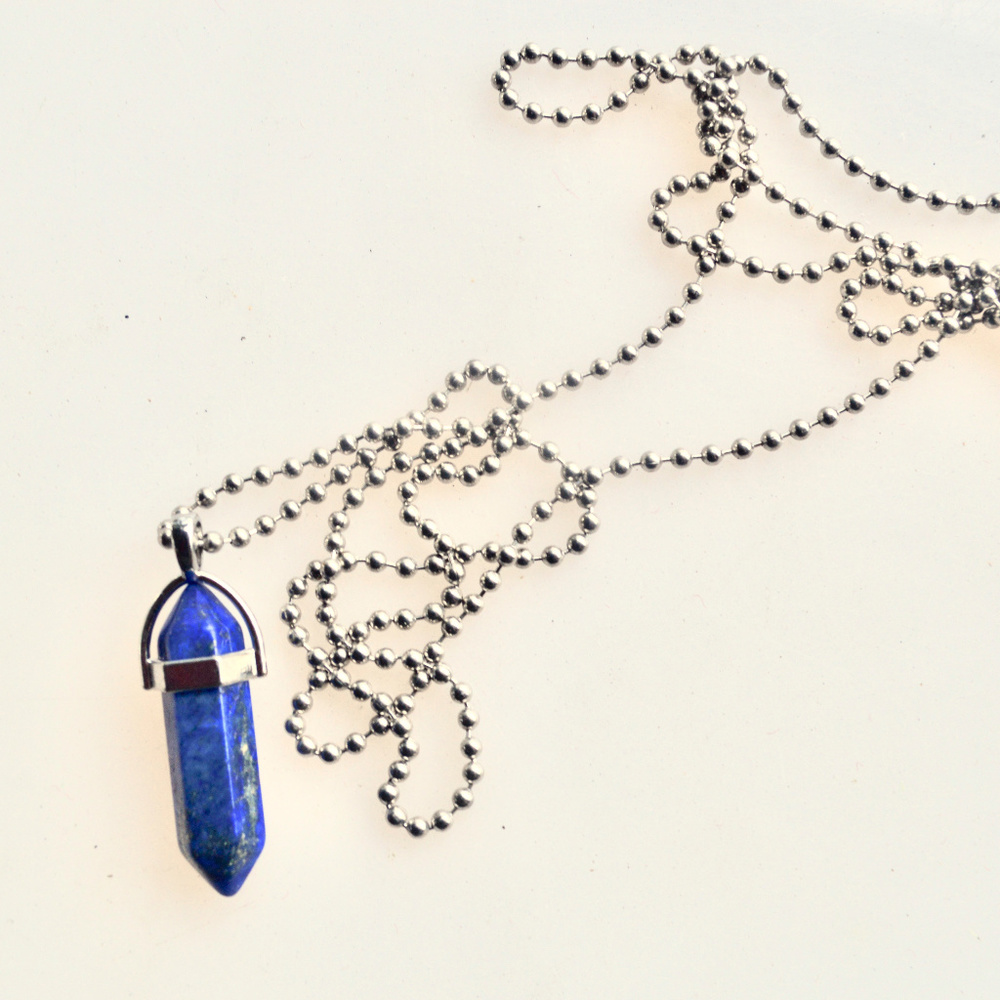 Genuine Blue  Lapis Lazuli Gemstone Pendant Chain - Picture 3 of 6